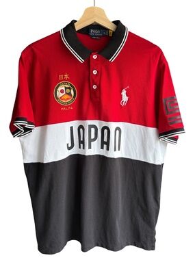 Polo Ralph Lauren Japan Rugby Shirt Custom Slim Fit Size XL Red White Black #5